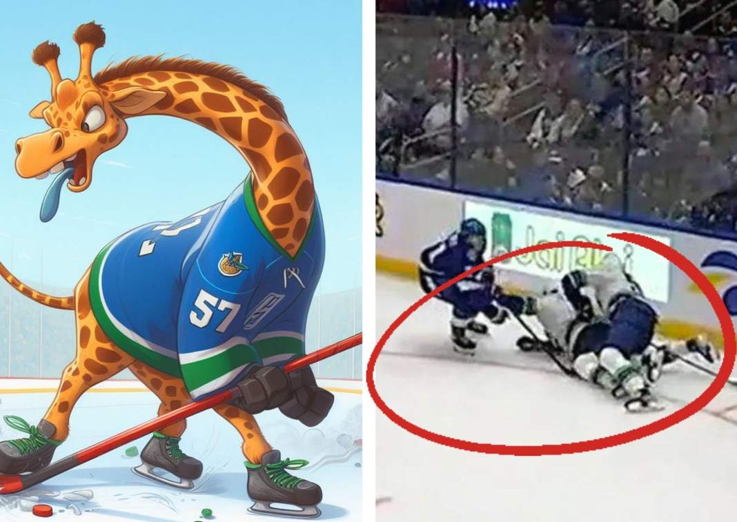 Żyrafa niosąca chaos w NHL znowu przeszkodziła swojej drużynie. Co za wpadka!
